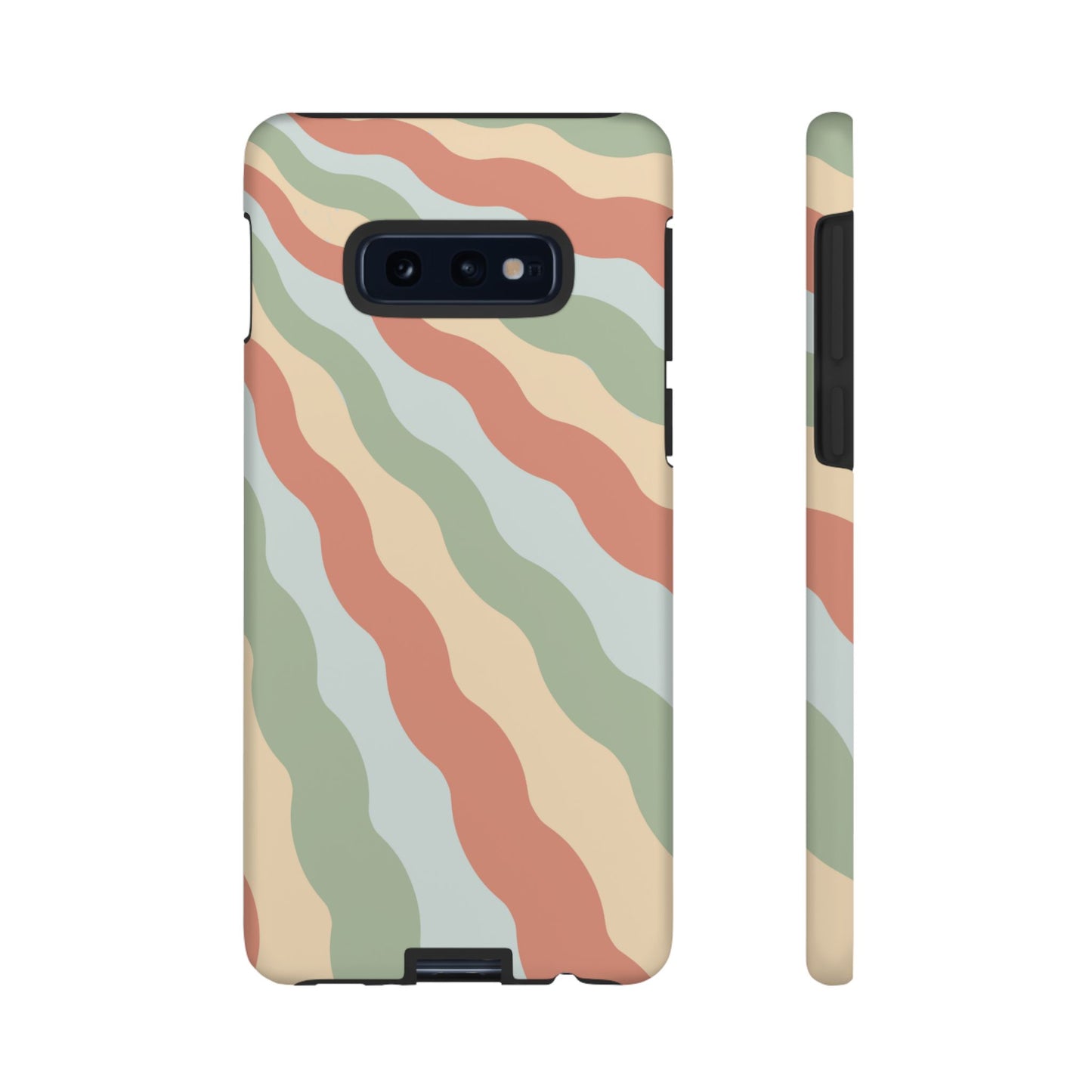 Earthy Retro Waves Samsung Galaxy Case – 70s-Inspired Wavy Stripes in Soft Green, Cream, and Rust