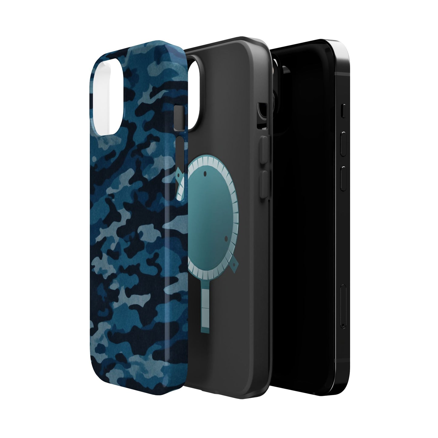 Dark Blue Camouflage – MagSafe iPhone Case with Modern Rugged Style