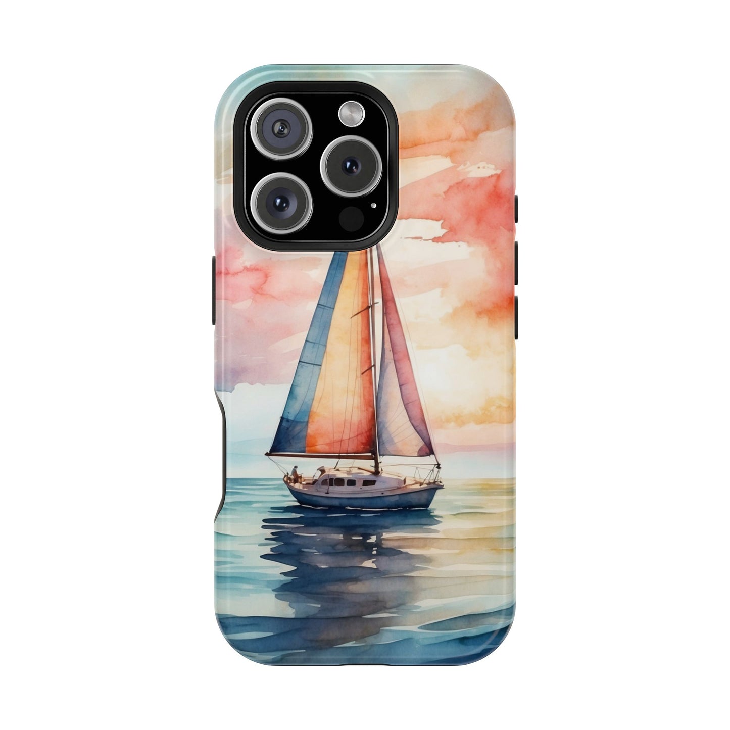 Sailboat Sunset MagSafe iPhone Case – Vibrant Watercolor Design