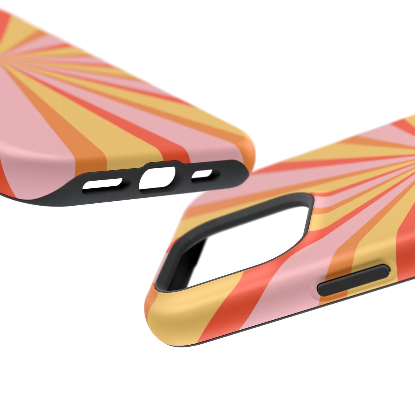 Bold Retro Sunburst MagSafe iPhone Case – Vibrant 70s-Inspired Rays in Orange, Pink, and Yellow