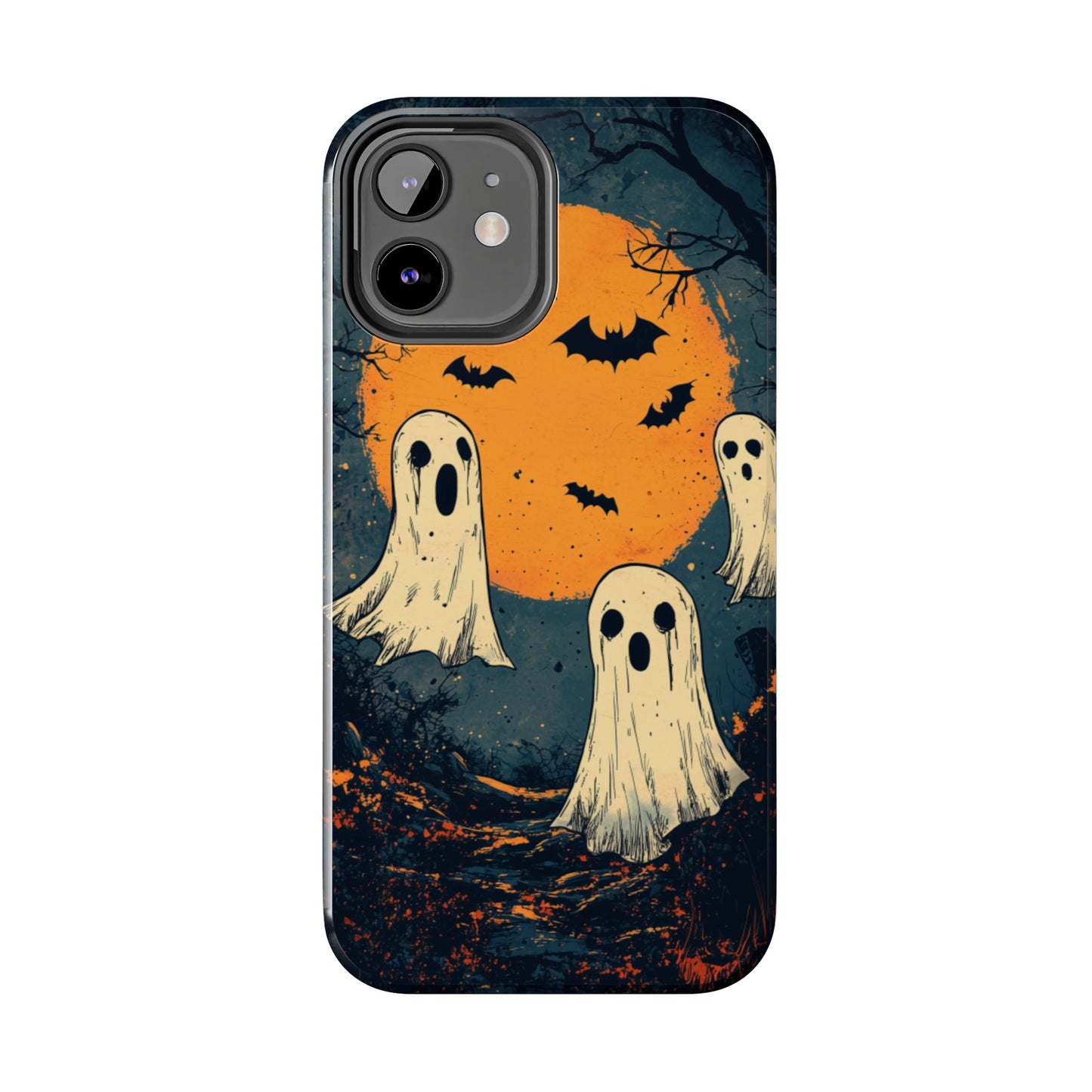 Haunted Ghosts & Full Moon iPhone Case – Spooky Halloween Design