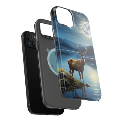 Moonlit Elegance: Stag by the Lake – MagSafe iPhone Case