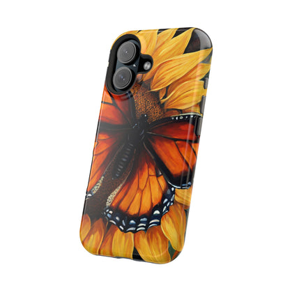 Monarch Butterfly & Sunflower Art – MagSafe iPhone Case