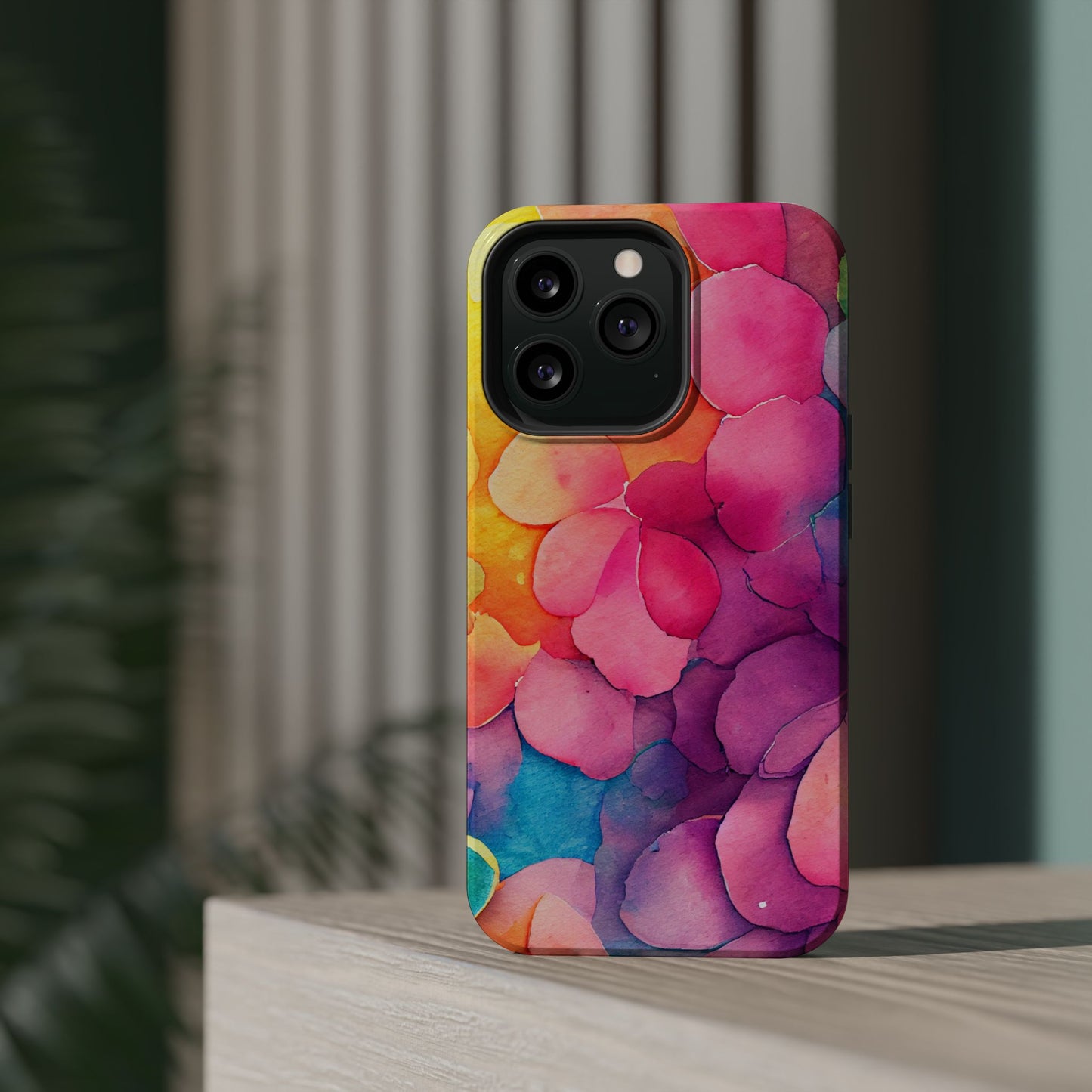 Sunset Petals Watercolor MagSafe iPhone Case – Slim Design, Glossy Finish