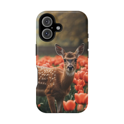 Fawn Among Tulips MagSafe iPhone Case