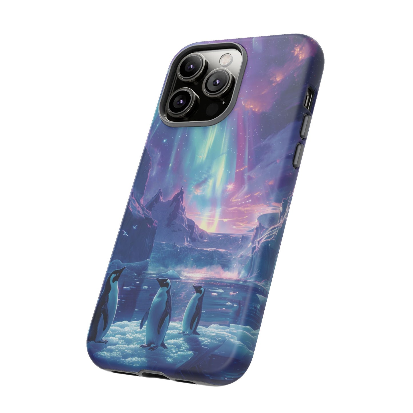 Penguin Parade Northern Lights iPhone Case