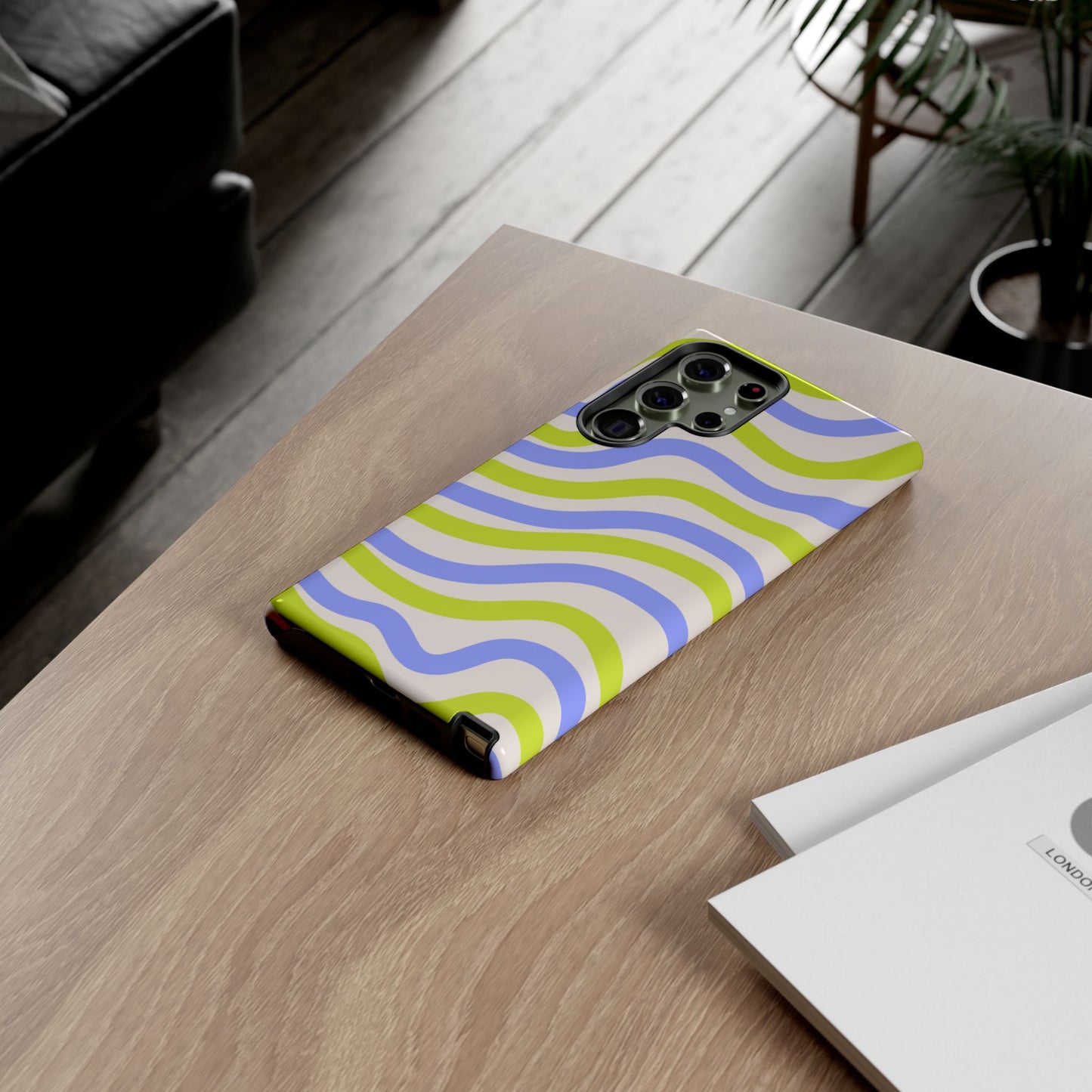 Neon Wave Samsung Galaxy Case – Bold Dual-Layer Protection with 70s-Inspired Vibe