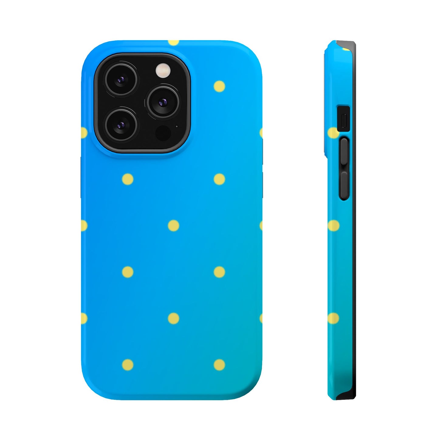 Blue Ocean Gradient Polka Dots MagSafe iPhone Case – Shockproof, Smooth Matte Finish, Dual-Layer Design