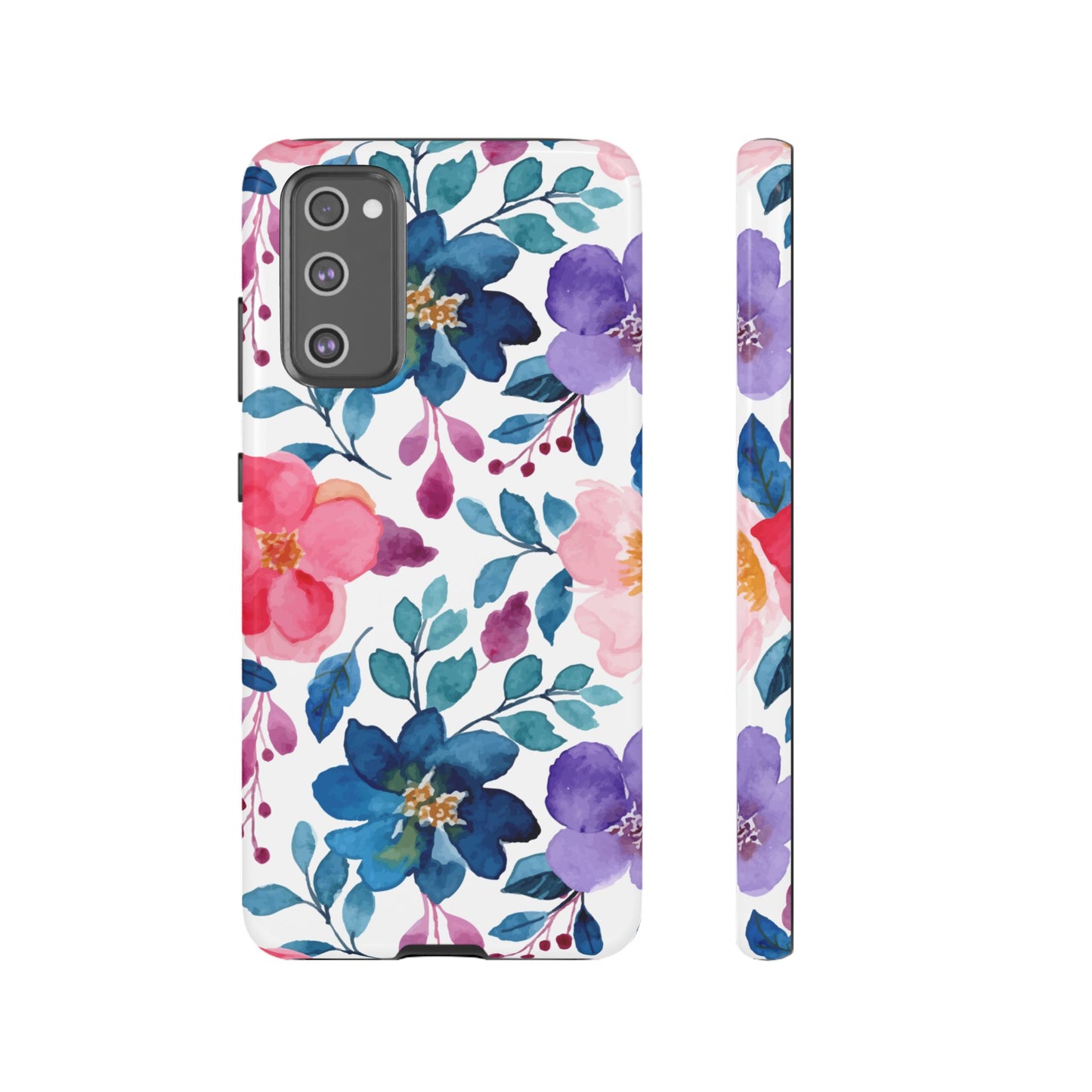 Mystic Bloom – Samsung Galaxy Case with Blue & Pink Watercolor Florals