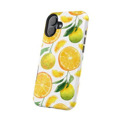 Sunny Citrus Grove Tough MagSafe iPhone Case – Watercolor Orange Design, Dual-Layer Protection