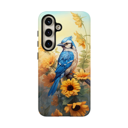 Blue Jay & Sunflowers Phone Case - Perfect Gift for Bird Lovers!