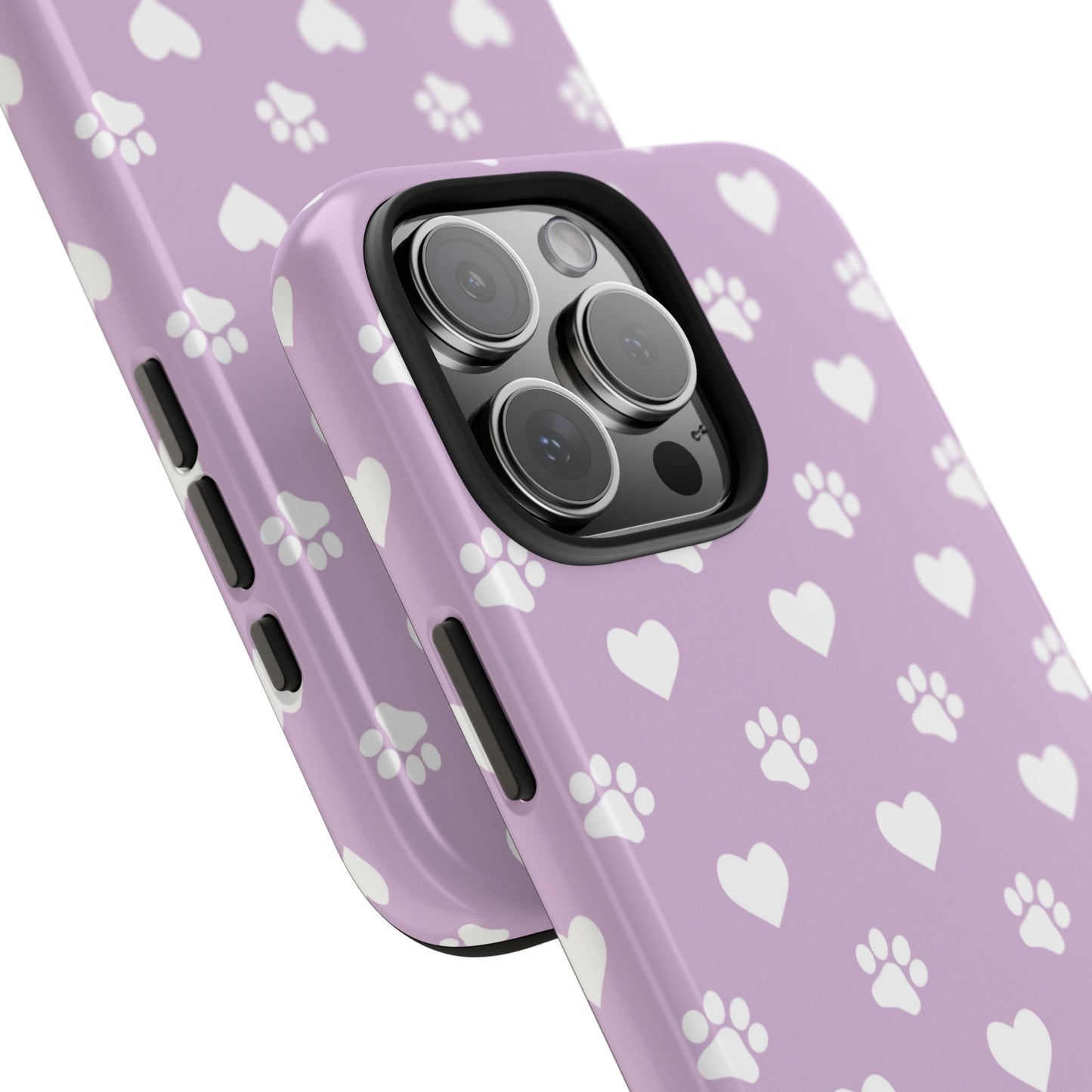 Purple Hearts & Paw Prints - Cute Pet Lover iPhone Case