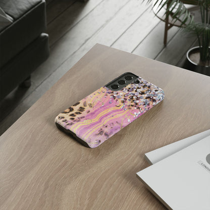 Crystal Glam Leopard - Samsung Galaxy Series Case with Glitter and Gem Accents