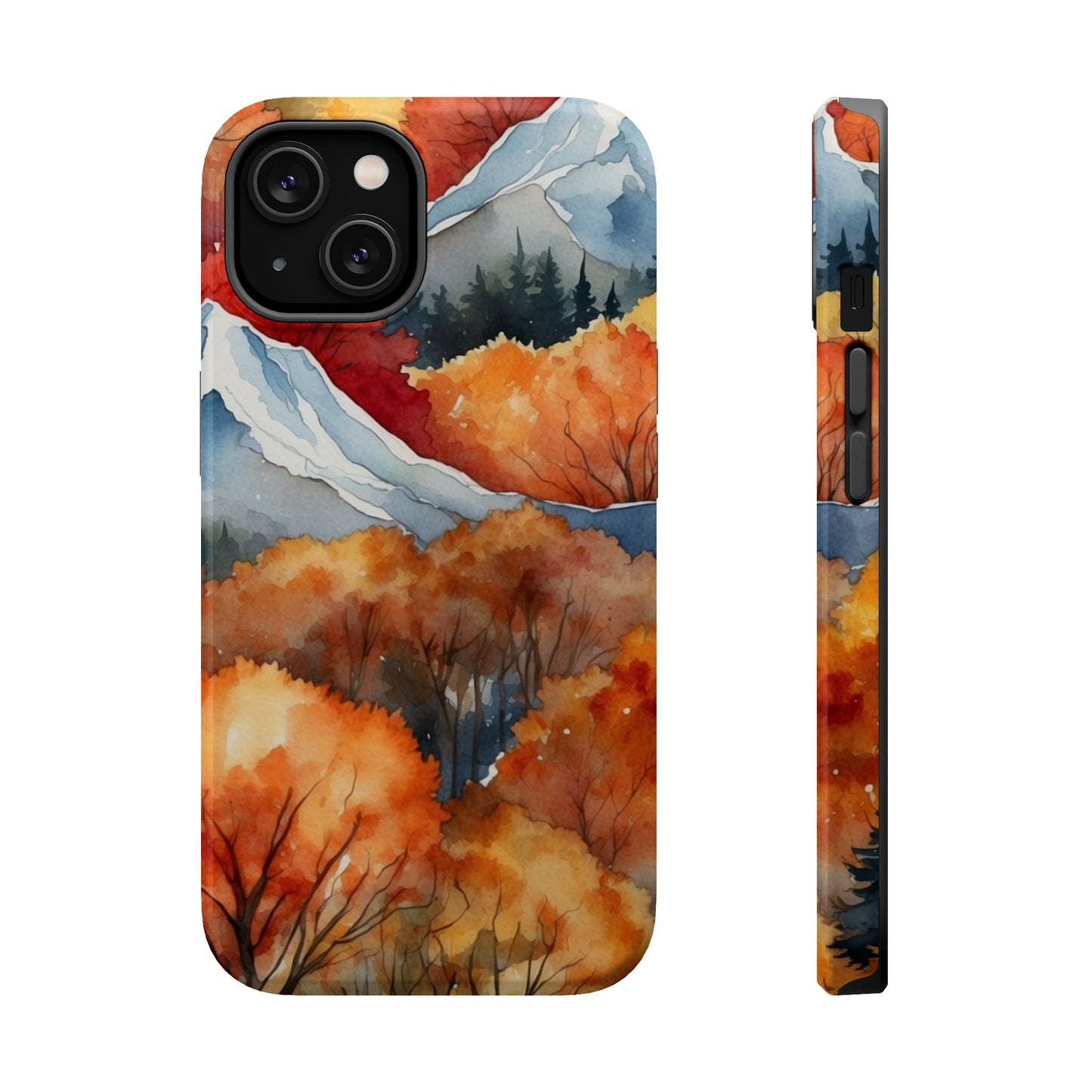 Autumn Mountain Forest Watercolor - MagSafe iPhone Case