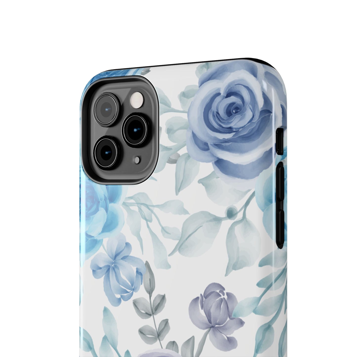 Elegant Blue & Violet Roses iPhone Case – Luxurious Floral Design for Chic Device Protection