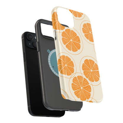 Citrus Burst Pattern Tough MagSafe iPhone Case – Bold Orange Design, Shockproof Protection