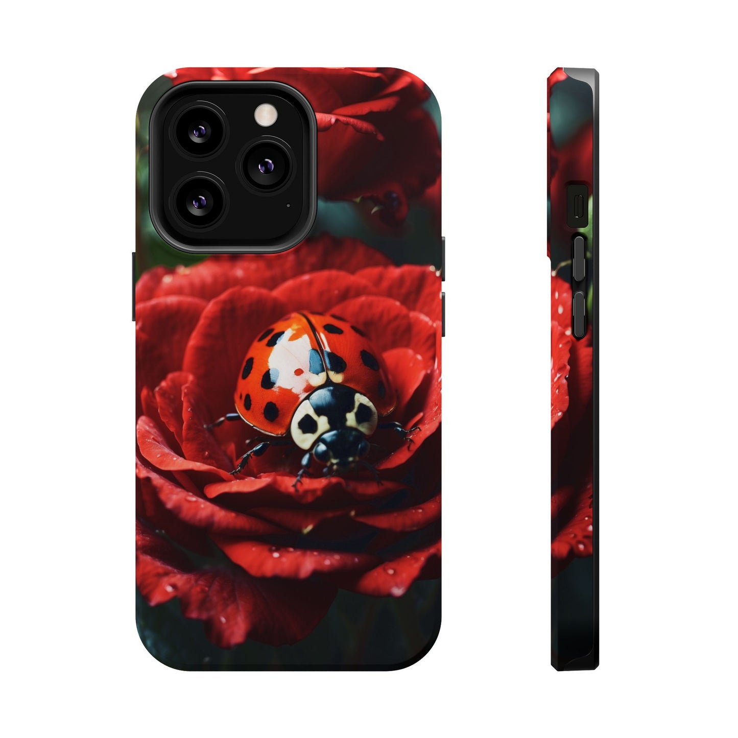 Elegant Rose & Ladybug Charm - MagSafe iPhone Case