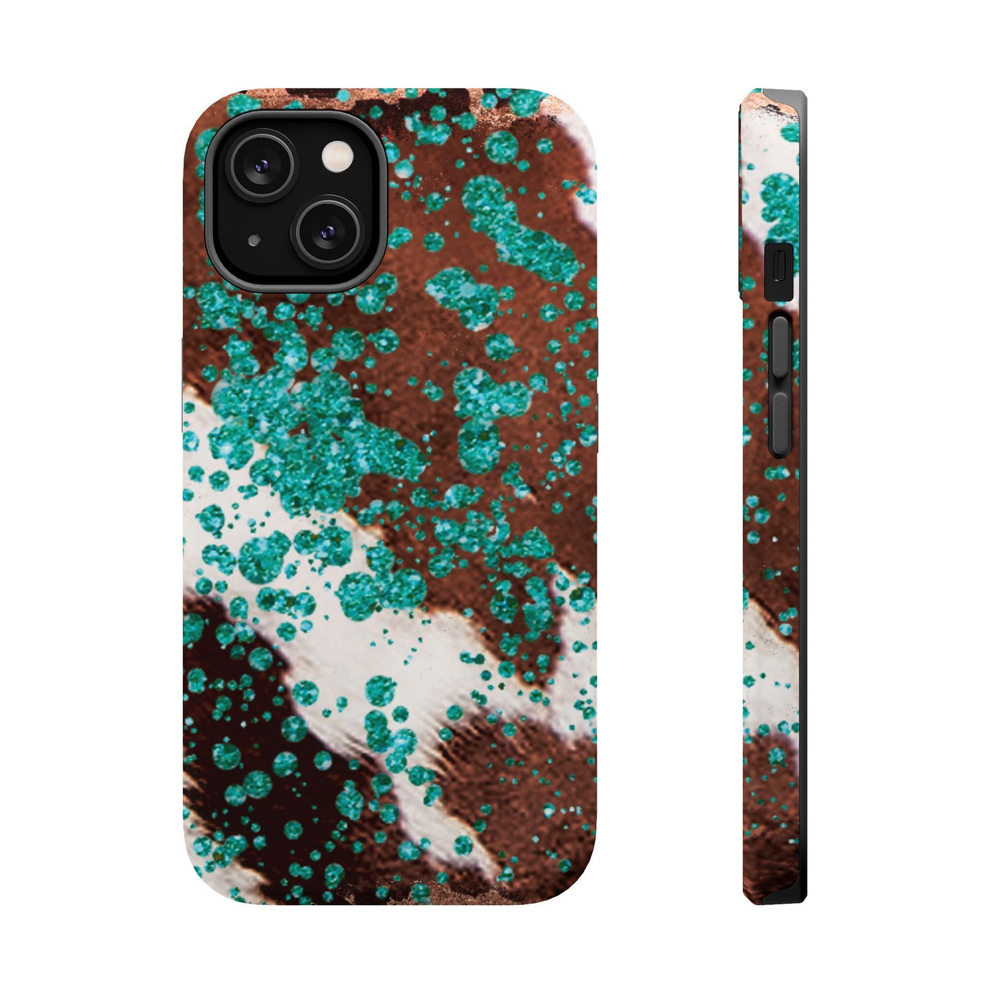 Teal Glitter Cowhide - MagSafe iPhone Series Case