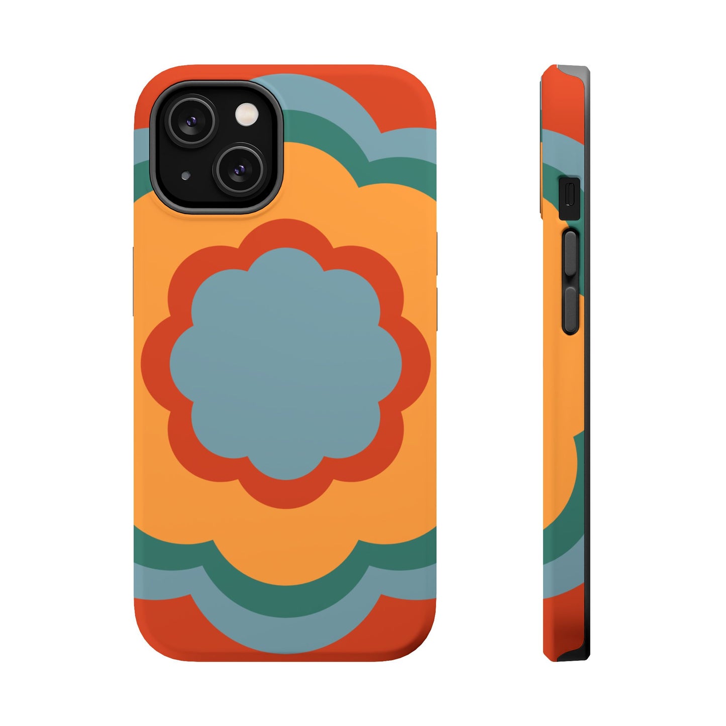 Retro Flower Power MagSafe iPhone Case – Bold 70s-Inspired Design with Dual-Layer Protection