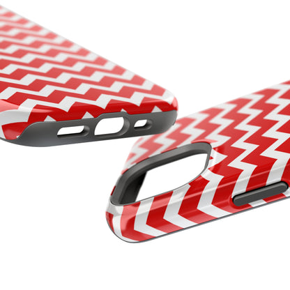 Bold Red & White Chevron – Modern Geometric MagSafe iPhone Case