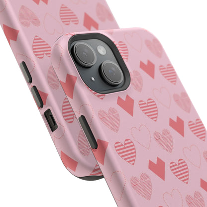 Striped Hearts MagSafe iPhone Case