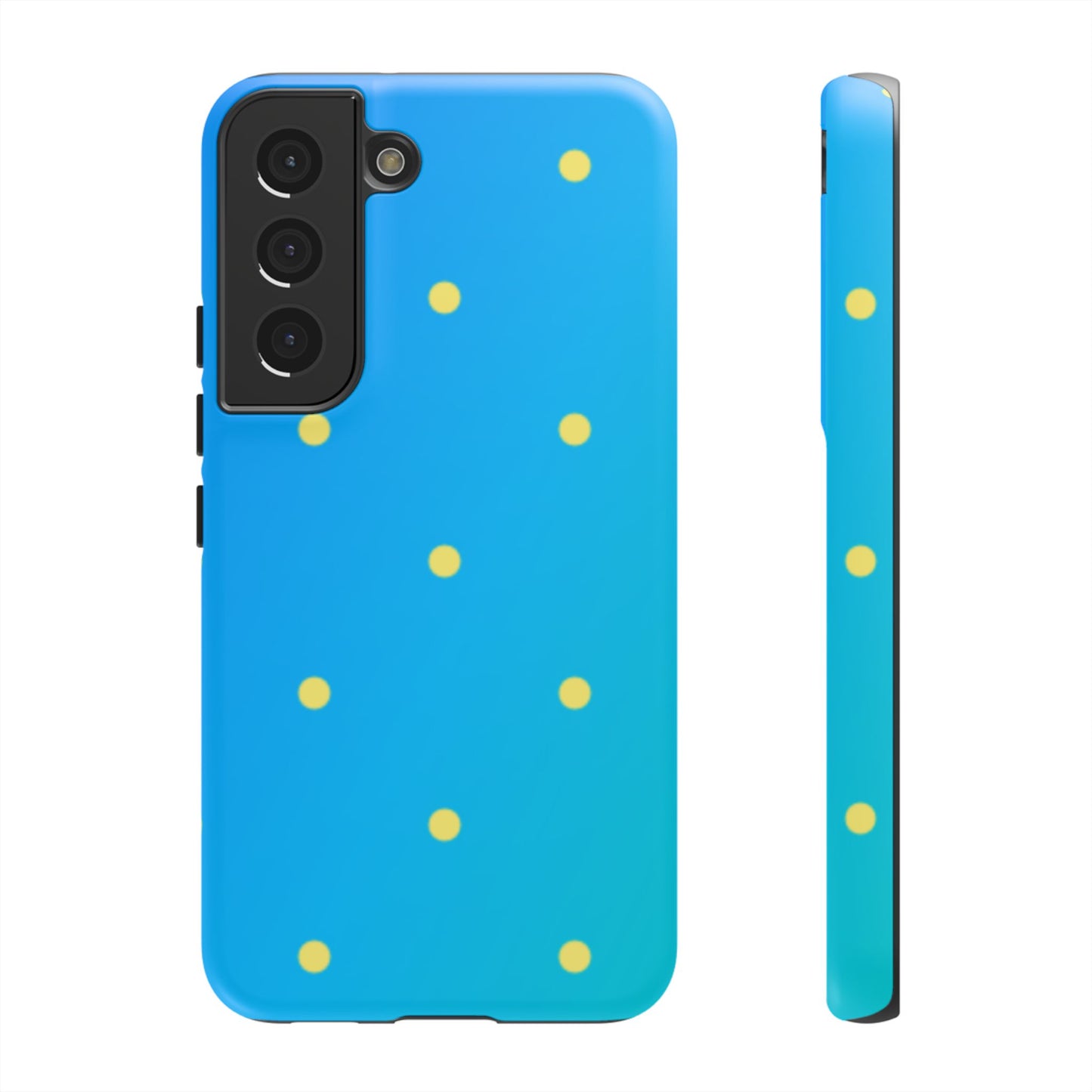 Blue Ocean Gradient Polka Dots Samsung Galaxy Case – Shockproof, Smooth Matte Finish, Dual-Layer Design