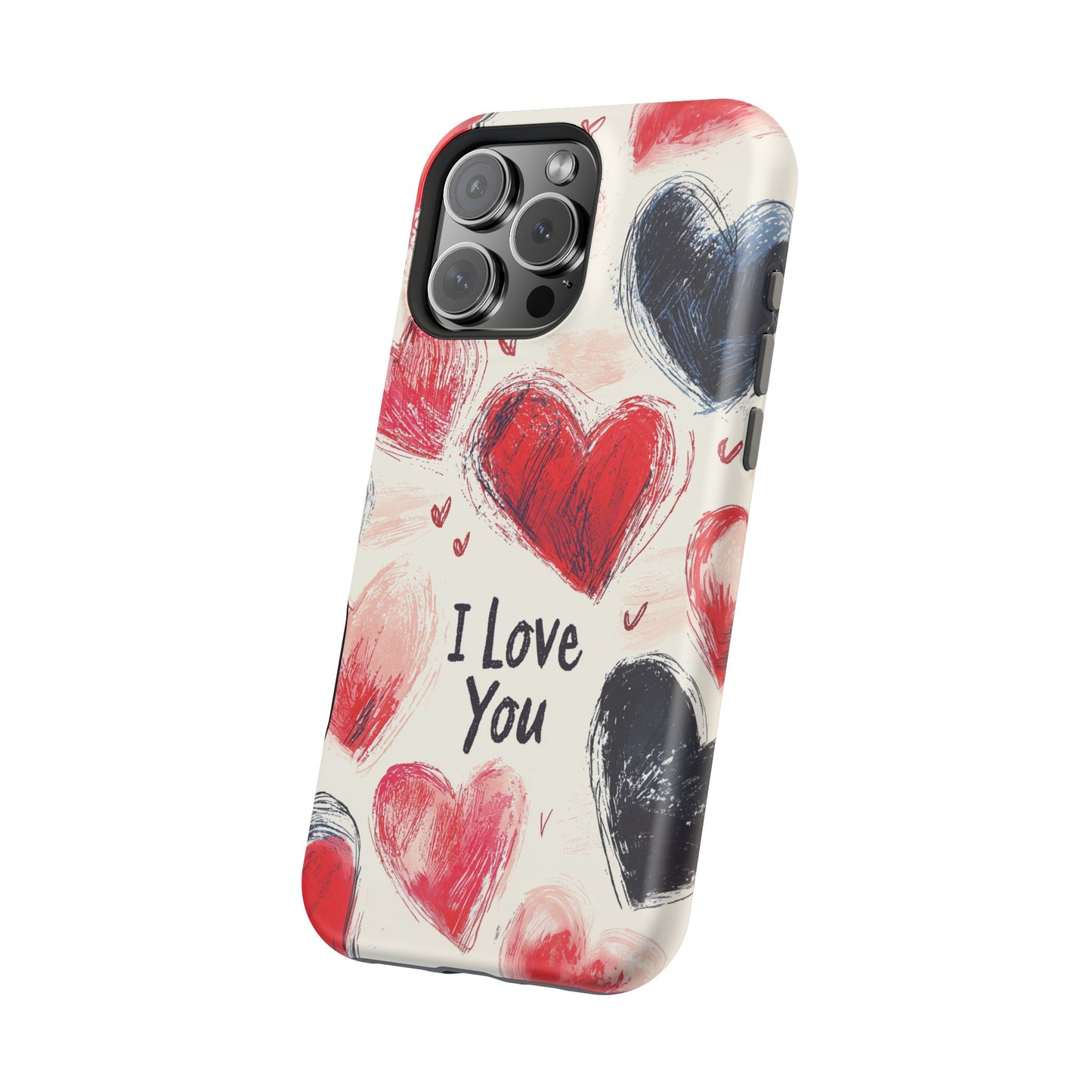 Brushstroke Hearts of Love "I Love You" - MagSafe Compatible Case