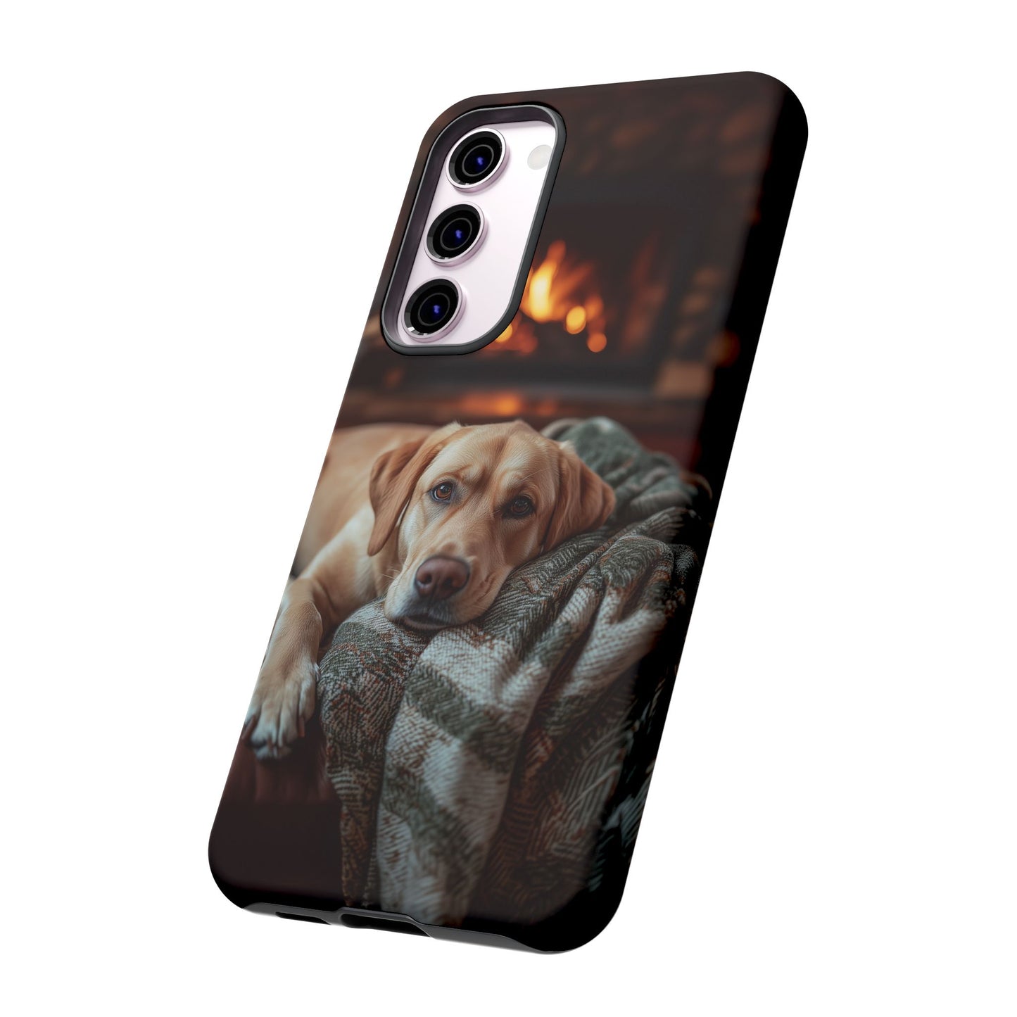 Cozy Labrador by Fireplace Samsung Galaxy Case – Rustic Cabin Protective Cover