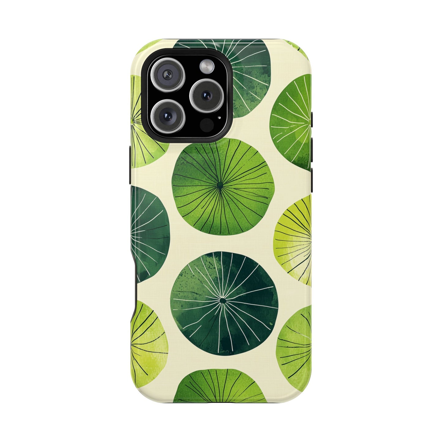 Watercolor Lily Pads MagSafe iPhone Case – Shockproof, Matte Finish, Dual-Layer Protection