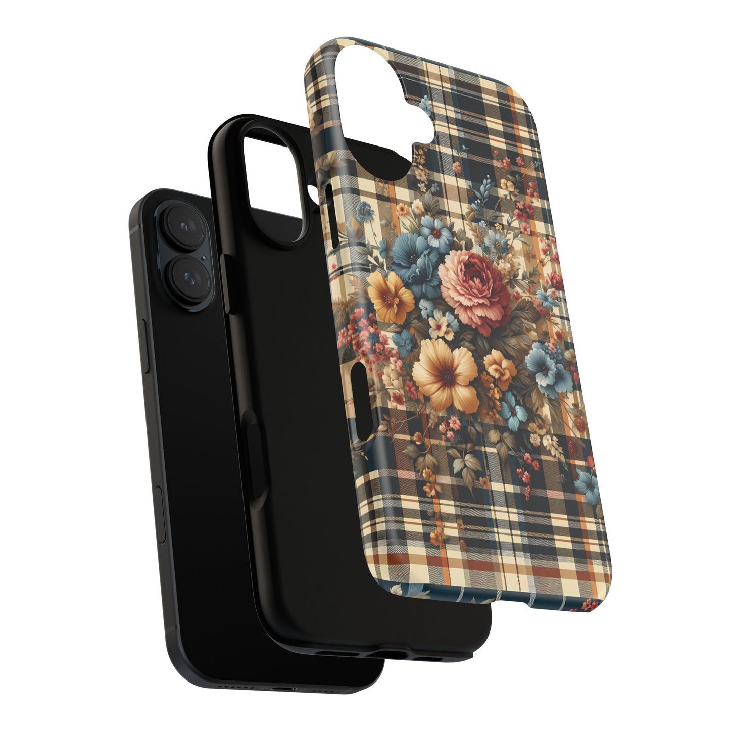 Vintage Floral Checkered Phone Case