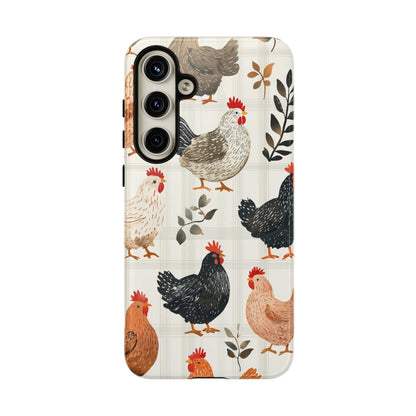 Samsung Galaxy Case: Vintage Chicken & Leaves – Farmhouse Style Case