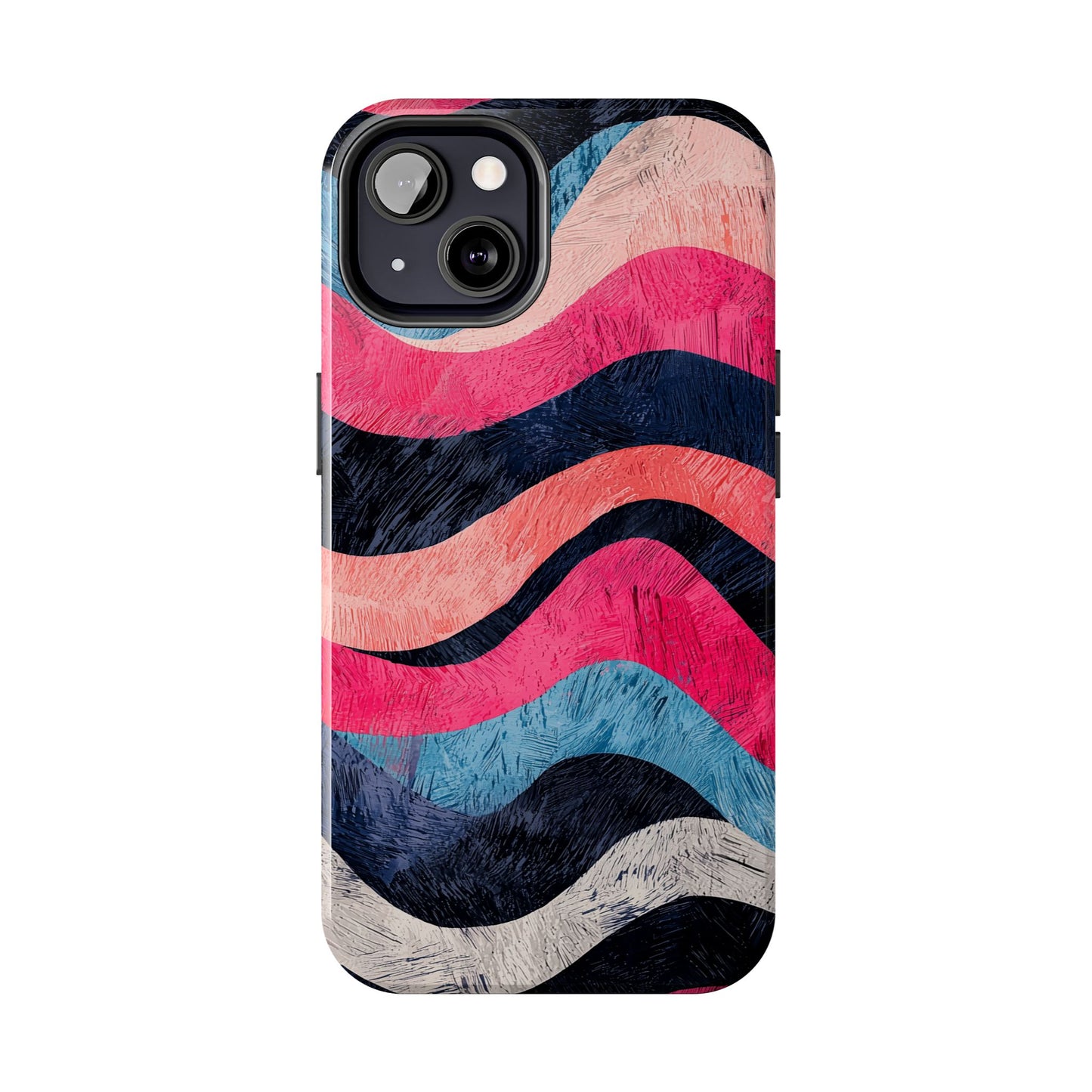 Abstract Wave Pattern iPhone Case – Shockproof, Matte Finish, Dual-Layer Protection