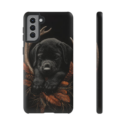 Charming Black Labrador Puppy on Feathers Samsung Galaxy Case