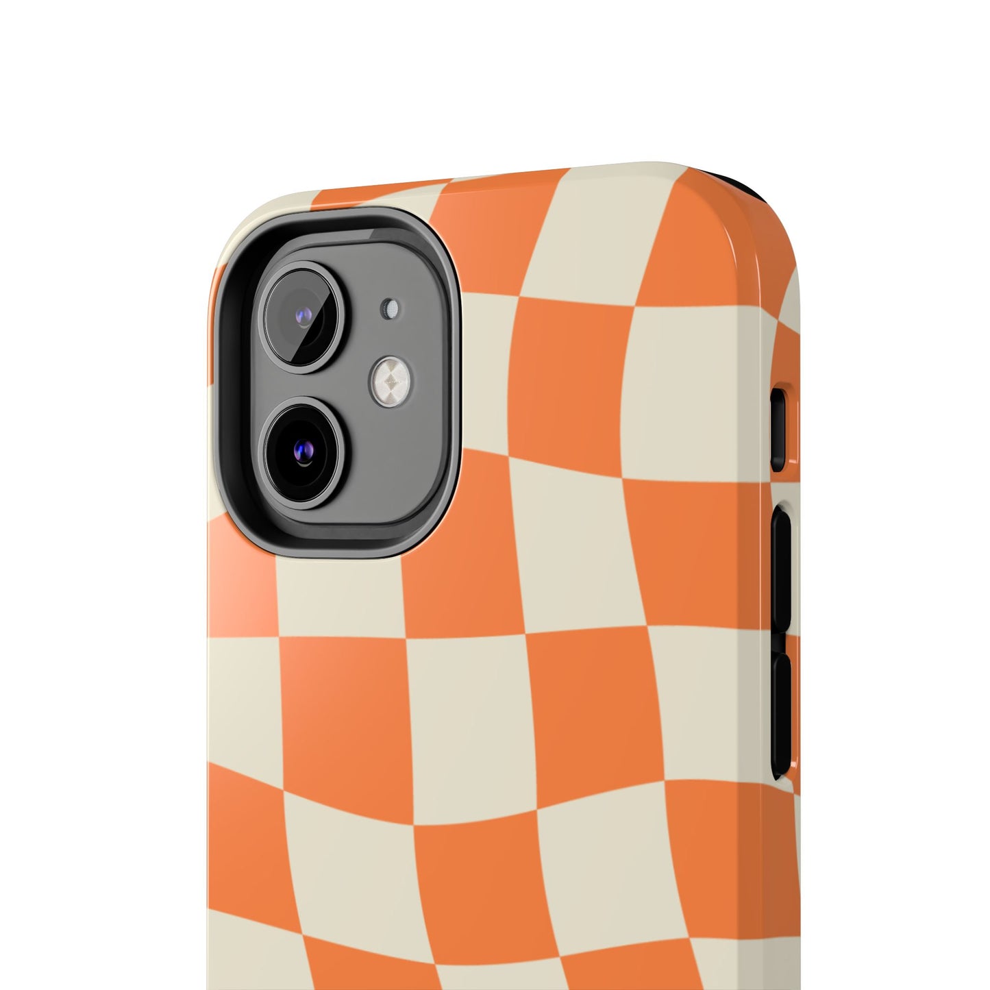 Wavy Retro Checkerboard iPhone Case – Shockproof, Matte Finish, Dual-Layer Protection