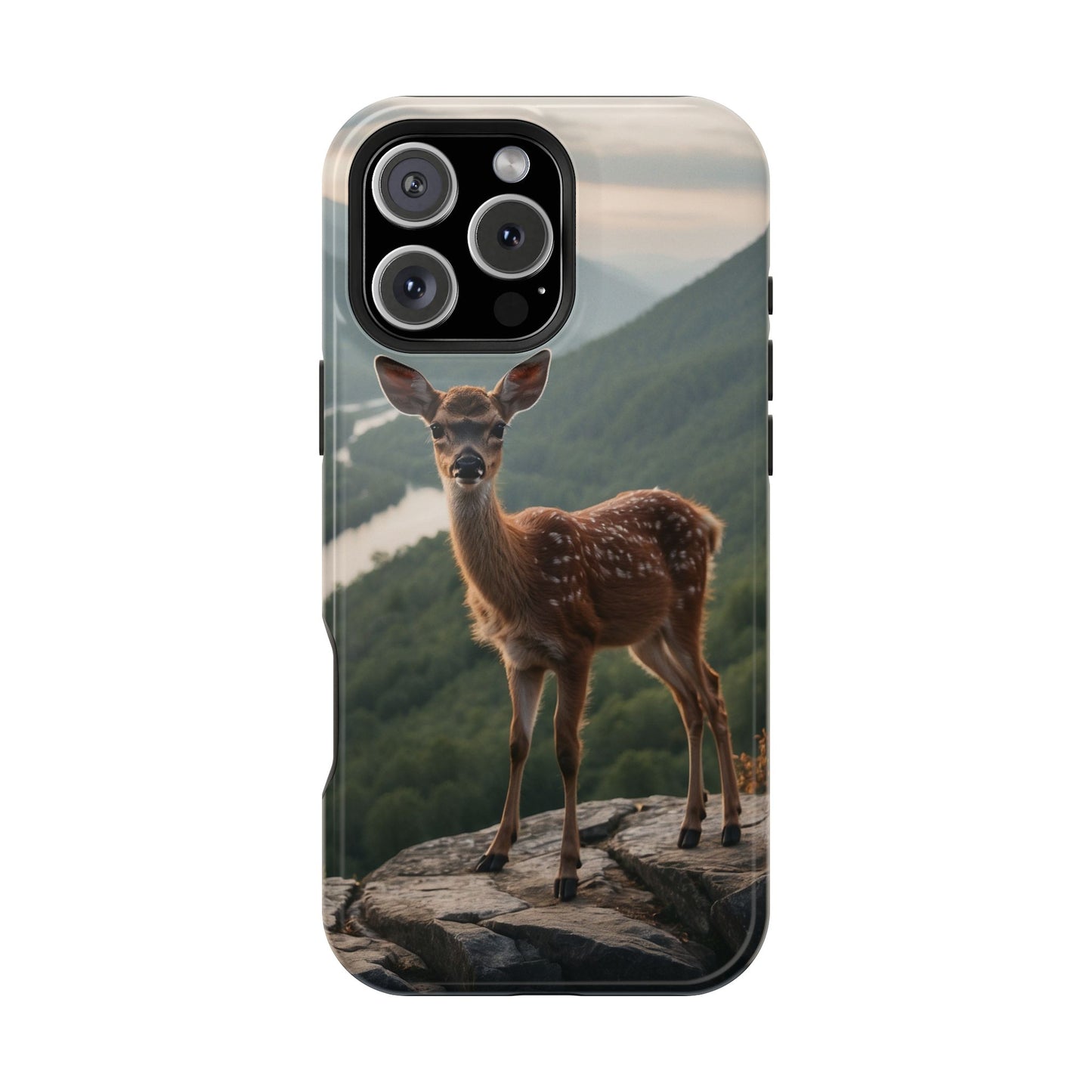 Majestic Fawn Overlooking Mountain Vista MagSafe iPhone Case