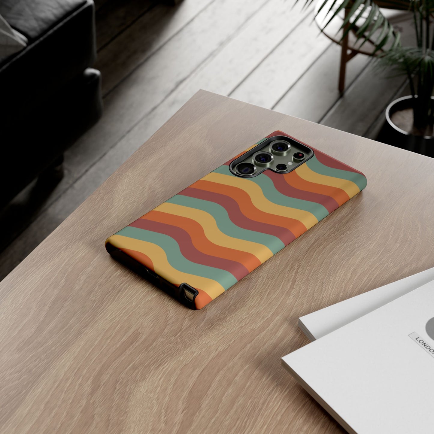 Retro Vibe Wavy Stripes Samsung Galaxy Case – 70s-Inspired in Teal, Orange, and Rust