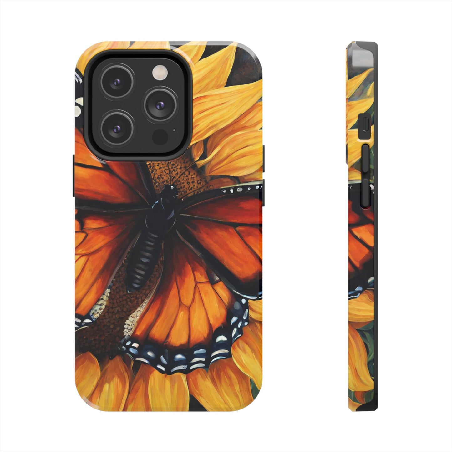 Monarch Butterfly & Sunflower Art – iPhone Case