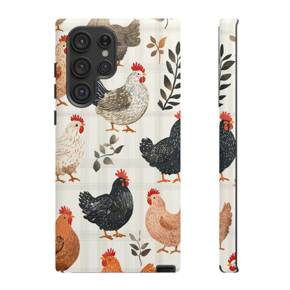 Samsung Galaxy Case: Vintage Chicken & Leaves – Farmhouse Style Case