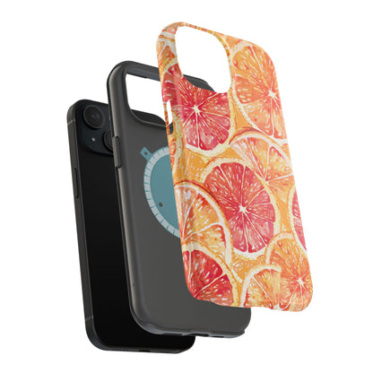 Watercolor Citrus Splash Tough MagSafe iPhone Case – Vibrant Fruit Print, Shock-Resistant Design