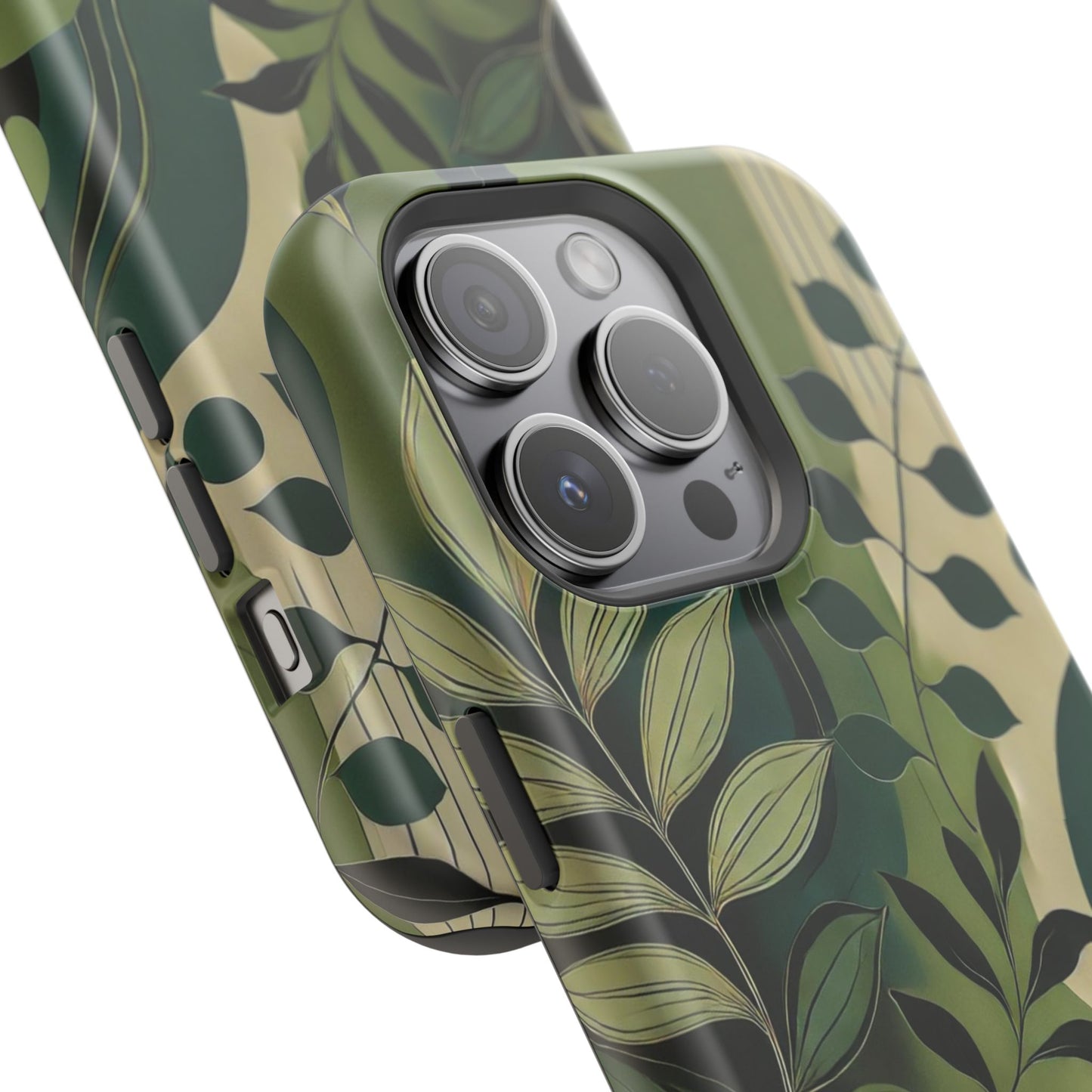 Abstract Green Leaves MagSafe iPhone Case - Nature-Inspired Protective Cover