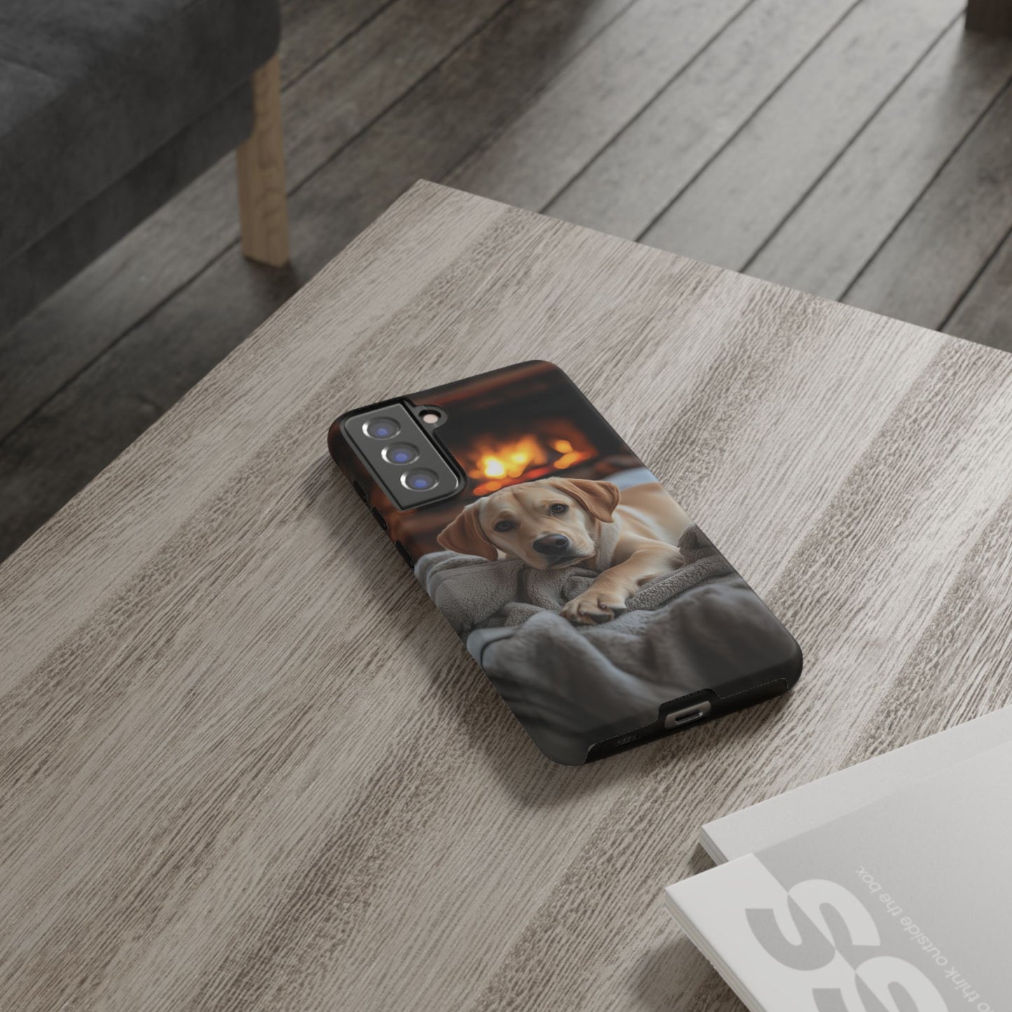 Cozy Golden Retriever by the Fireplace - Samsung Galaxy Case