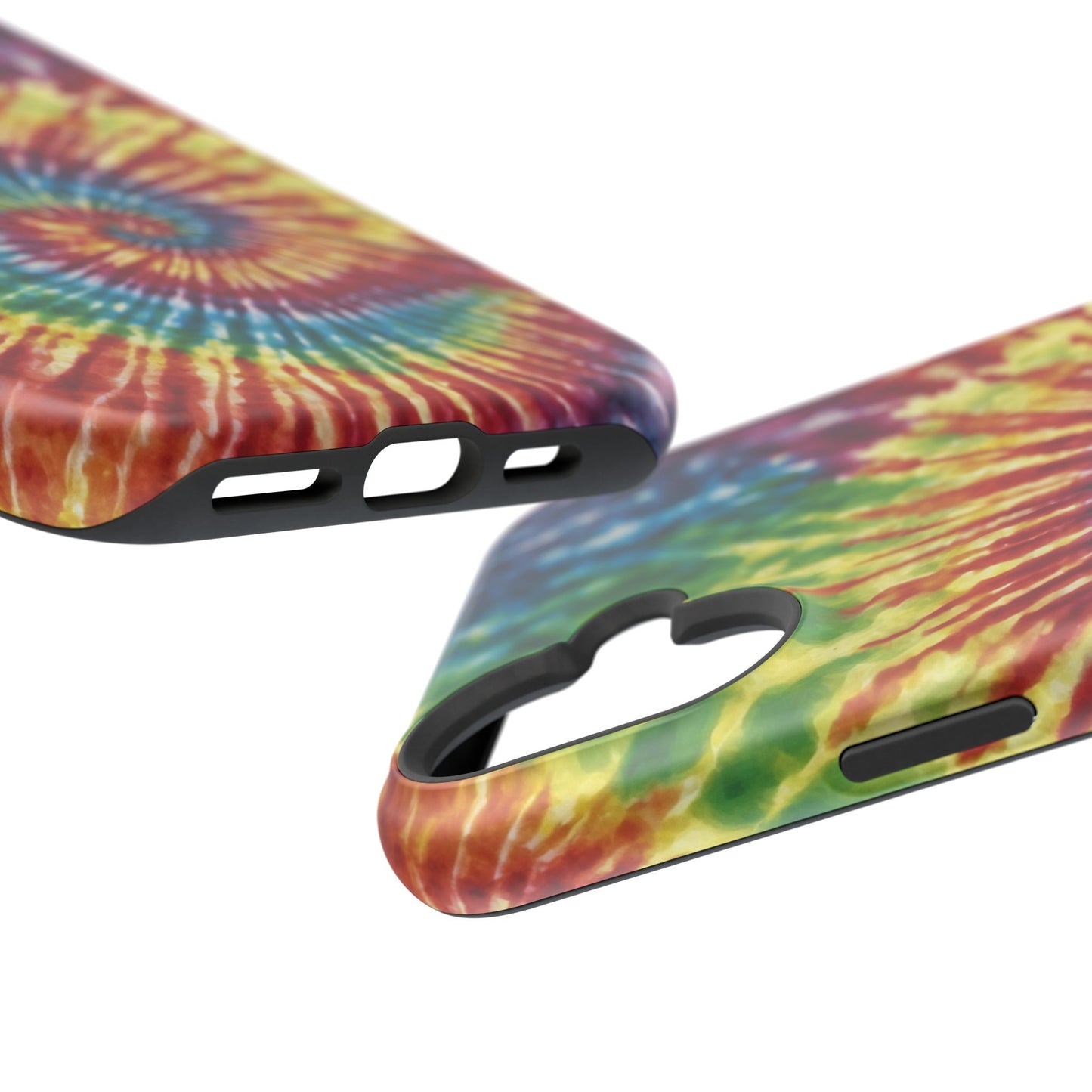 Vibrant Spiral Tie-Dye MagSafe Case – Retro Rainbow Design