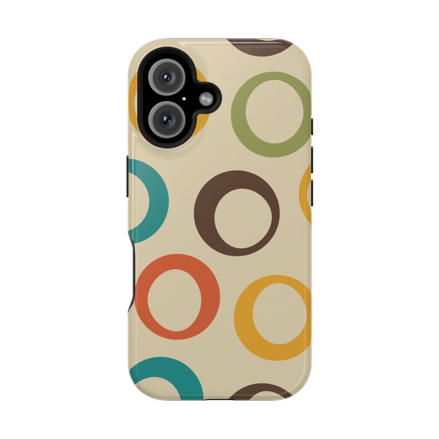 Retro Colorful Rings MagSafe iPhone Case – Shockproof, Matte Finish, Dual-Layer Protection