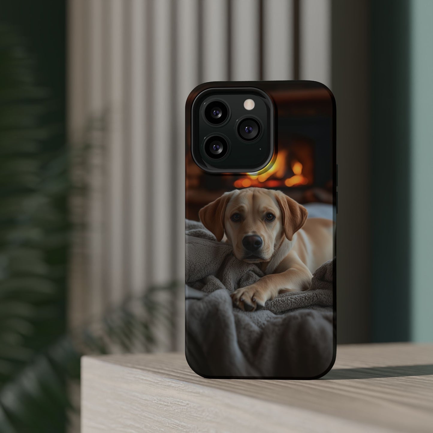 Cozy Golden Retriever by the Fireplace - MagSafe Case