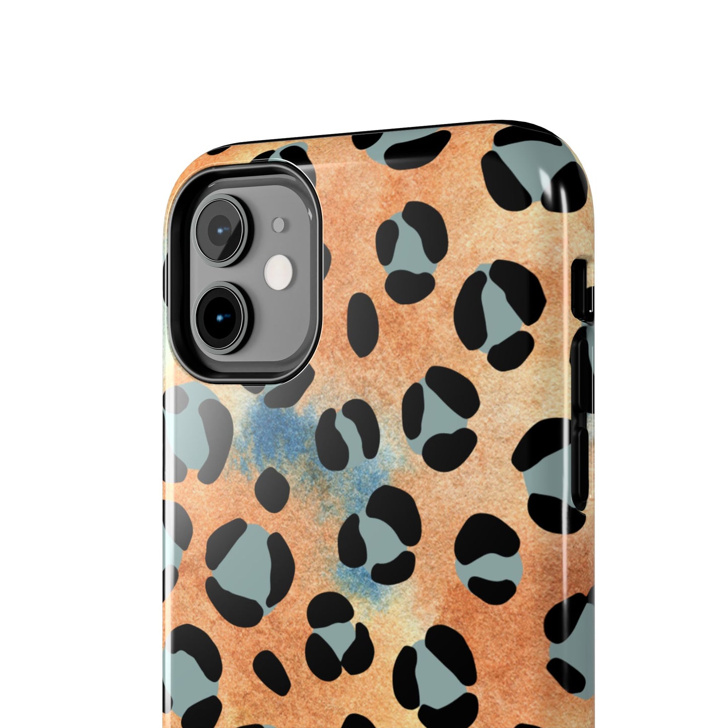 Sunset Watercolor Leopard Print Tough iPhone Case – Artistic Animal Pattern with Dual-Layer Protection