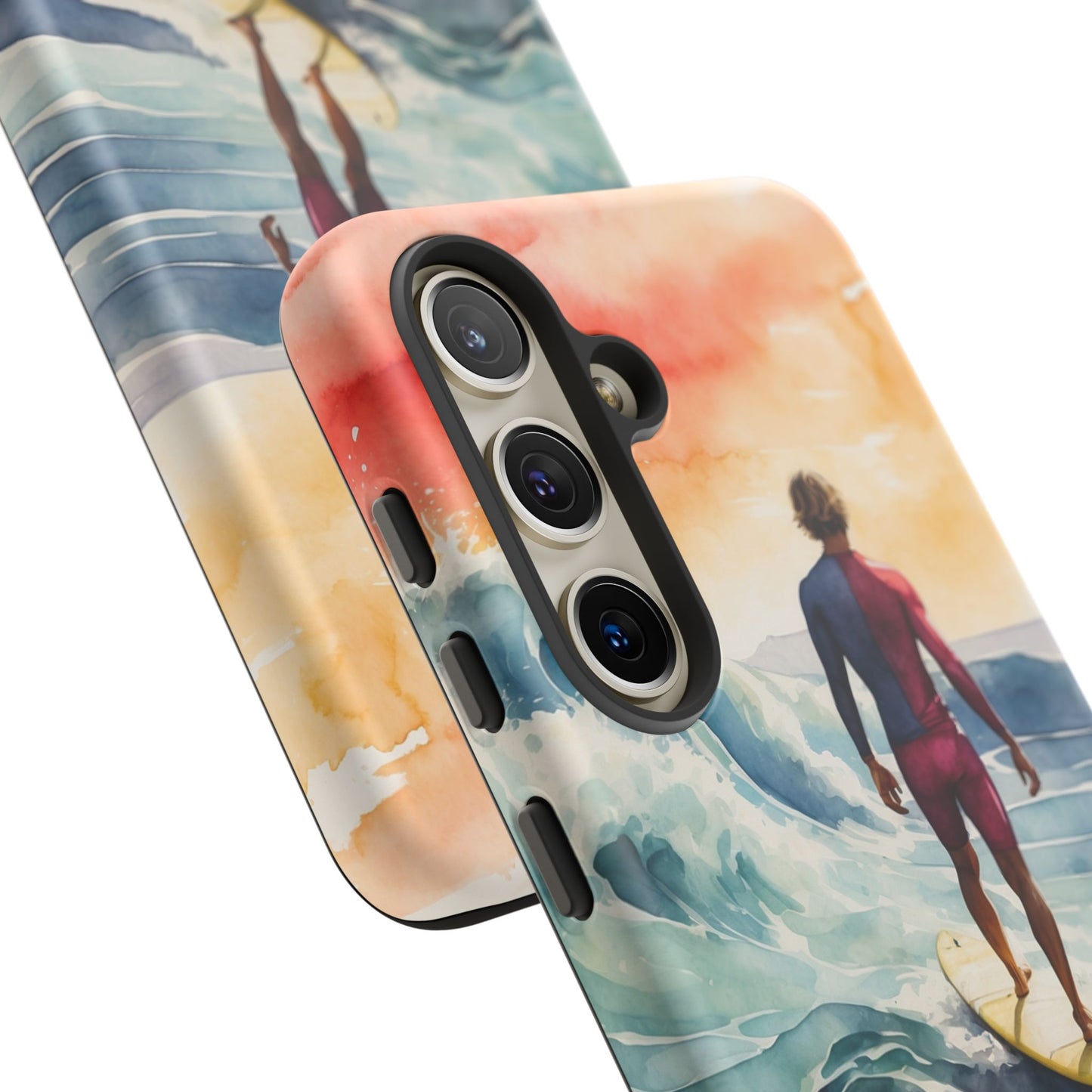 Surfer’s Sunset Wave Samsung Galaxy Case – Vibrant Watercolor Design