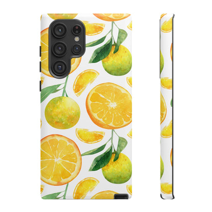 Sunny Citrus Grove Tough Samsung Galaxy Case – Watercolor Orange Design, Dual - Layer Protection - BOGO Cases