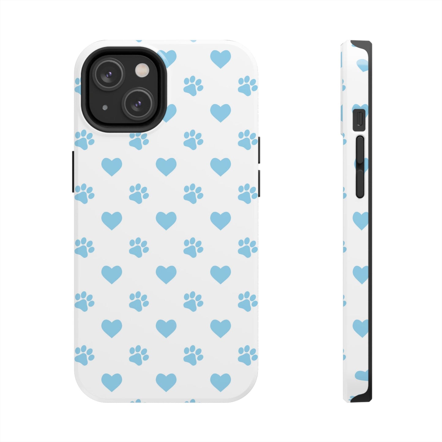 Blue Paw Prints & Hearts – Adorable and Durable iPhone Case for Pet Lovers