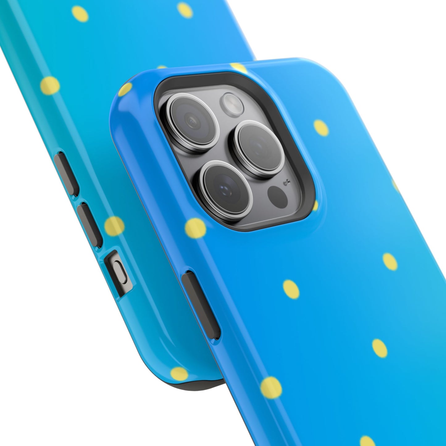 Blue Ocean Gradient Polka Dots MagSafe iPhone Case – Shockproof, Smooth Matte Finish, Dual-Layer Design