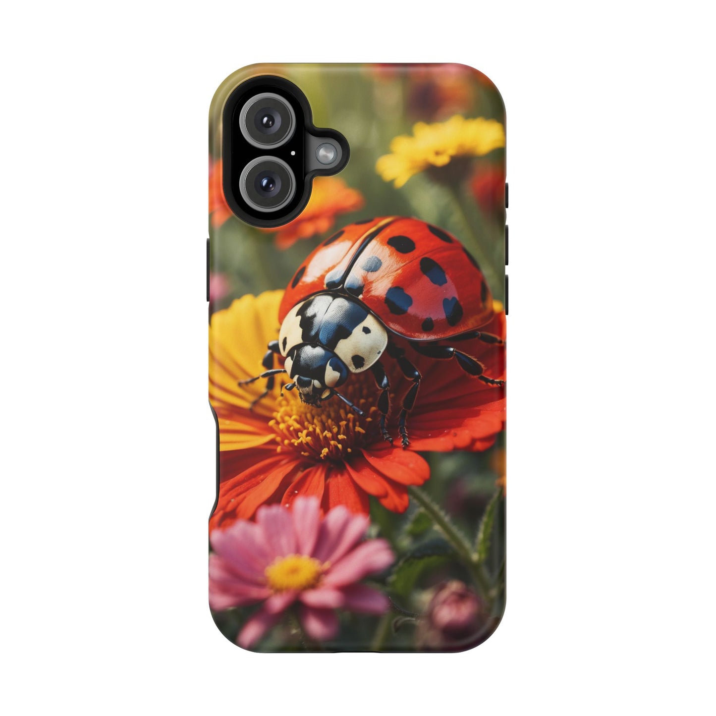 Ladybug on Orange Daisy - MagSafe iPhone Case